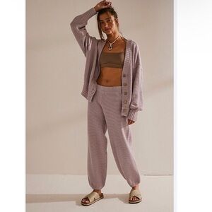 FREE PEOPLE BEACH HALIEE 100% COTTON KNIT JOGGER PANTS